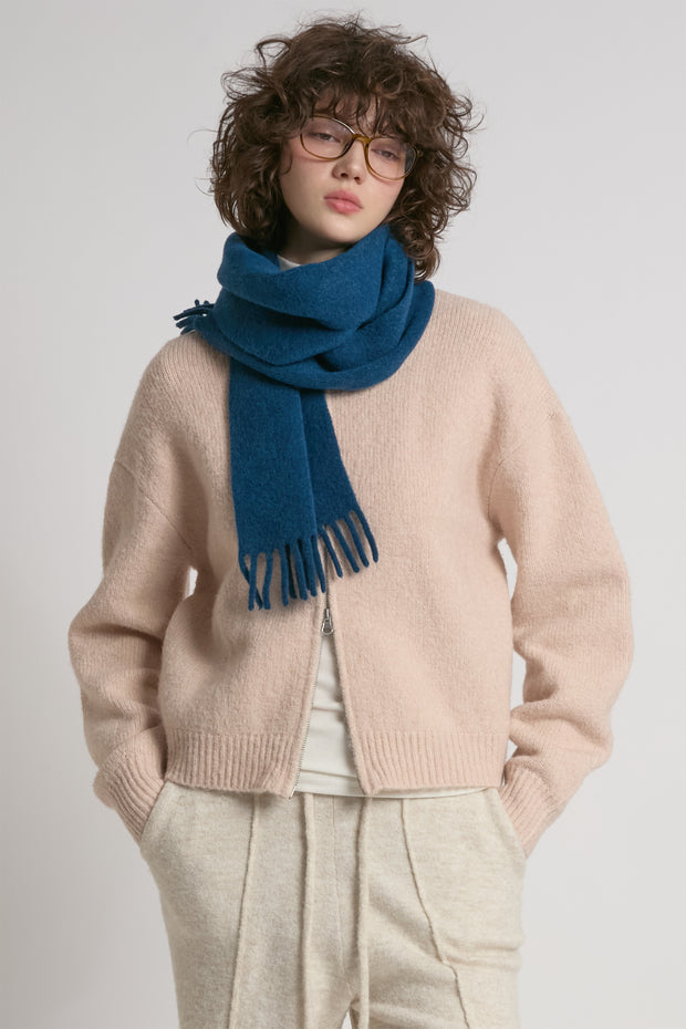 Wool Blend Fringe Trim Scarf