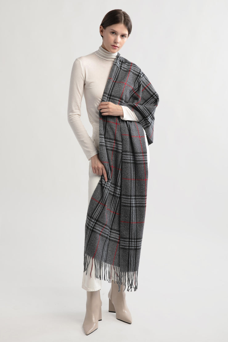 Classic Black Plaid Scarf