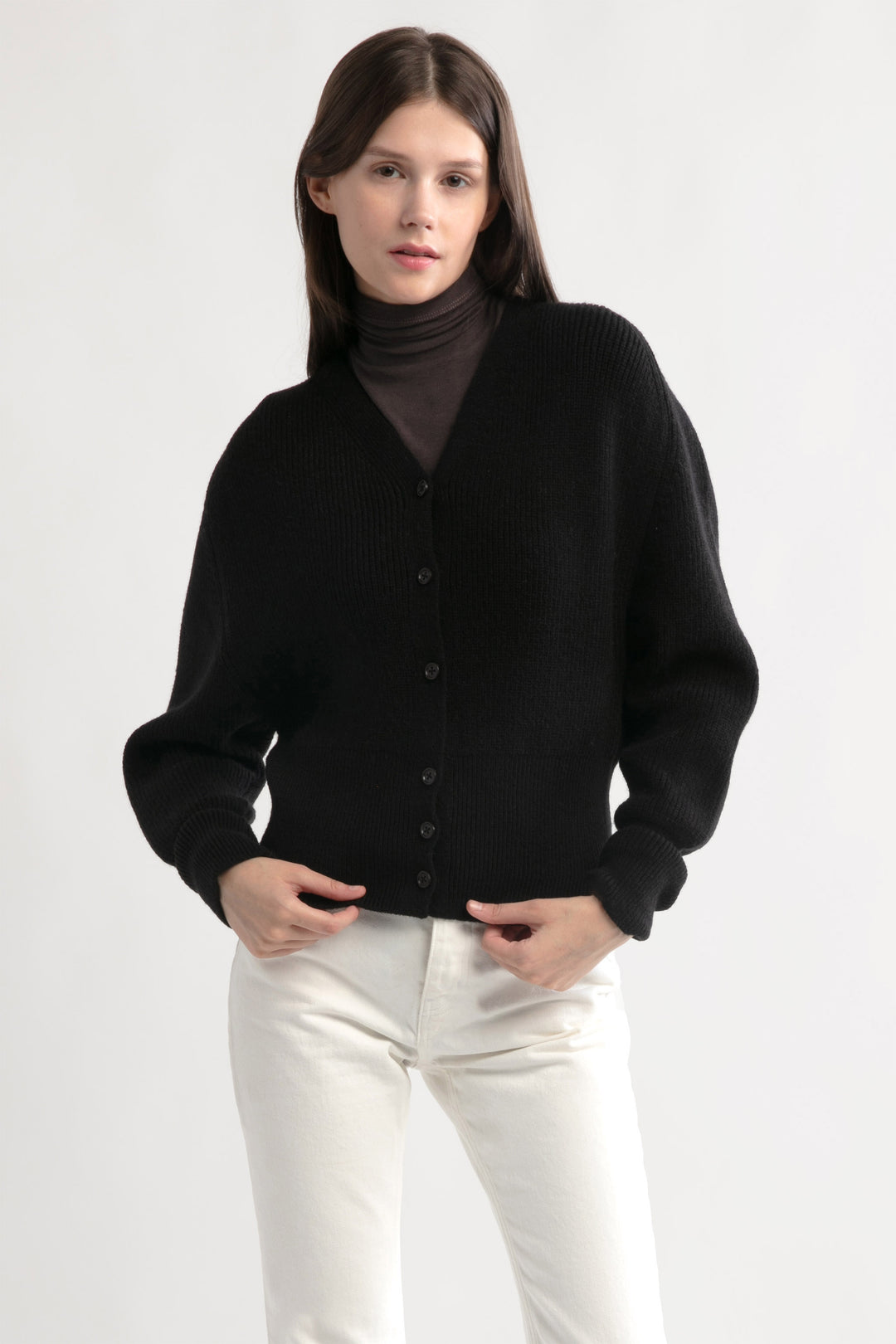 上品なスタイル Sleeve Puff V-neck M By Look – Cardigan Knit トップス