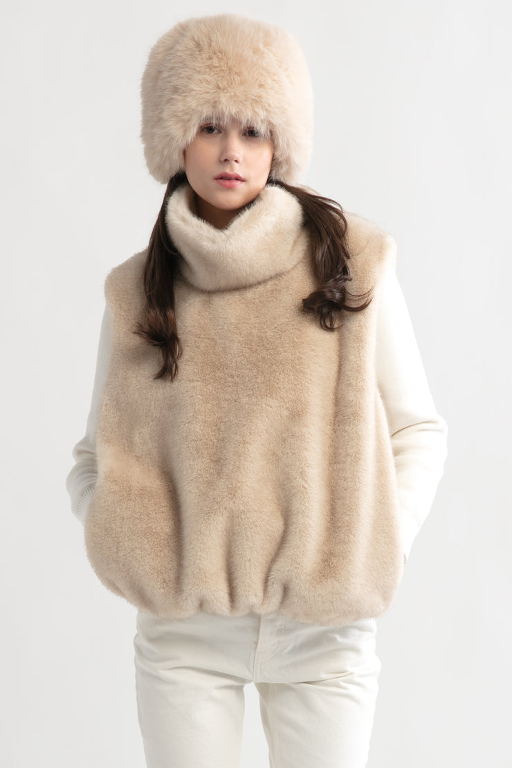 High Neck Brushed Fur Vest