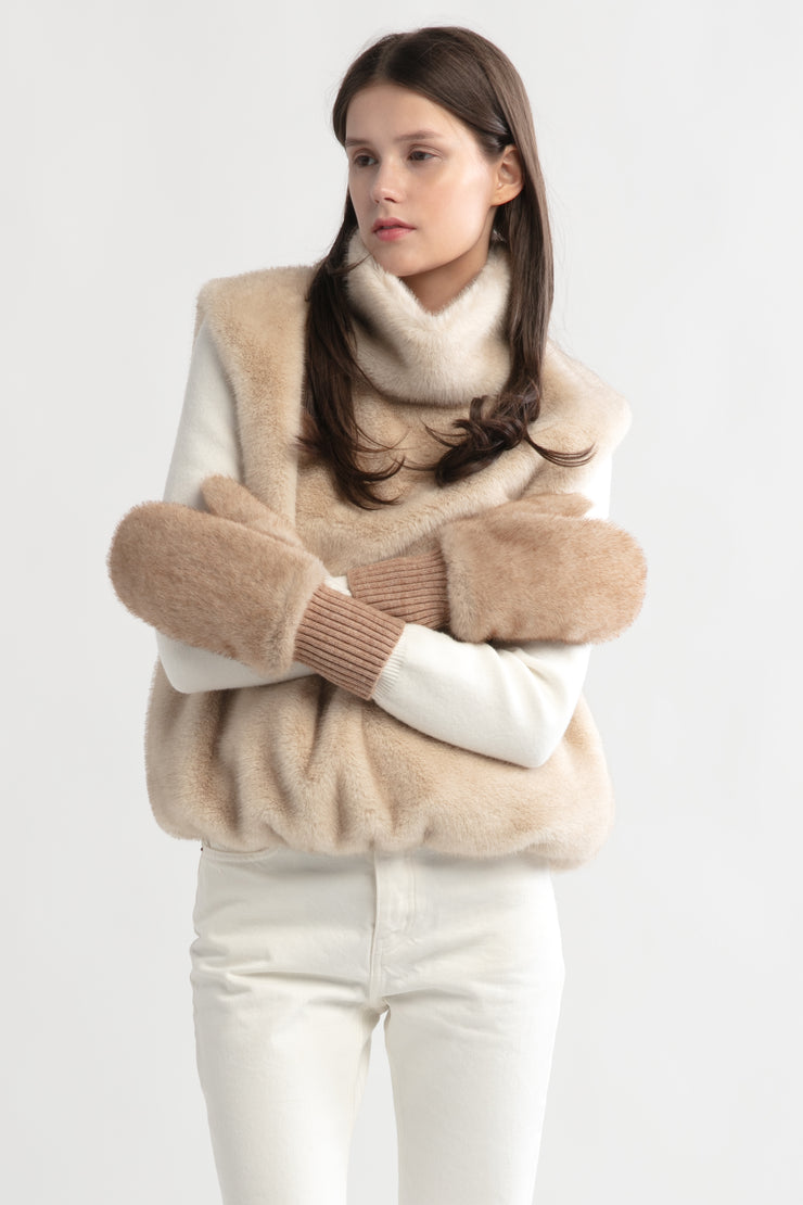 High Neck Brushed Fur Vest