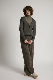 V-neck Rib Cardigan