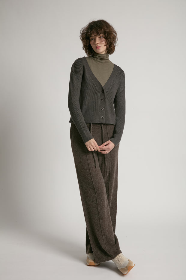 V-neck Rib Cardigan
