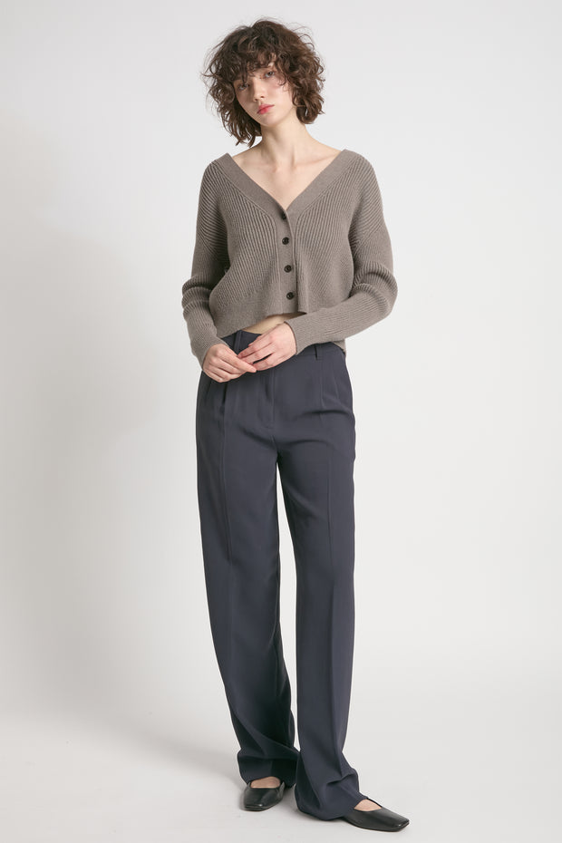 V-neck Rib Cardigan