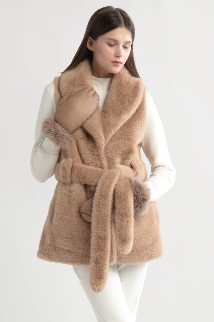 Belted Longline Fur Vest