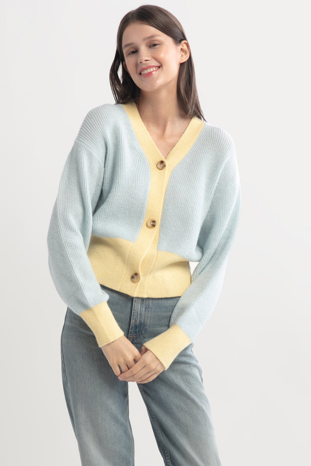 Pastel Color Block Cardigan