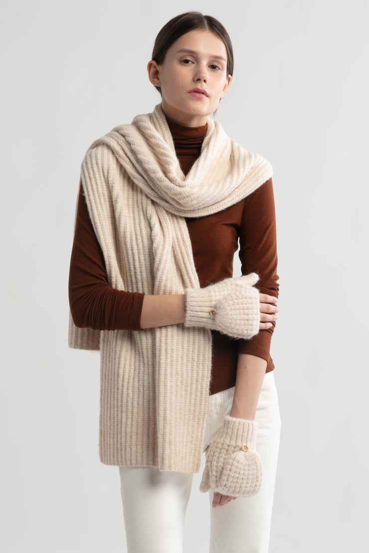 Wool Blend Rib Knit Scarf