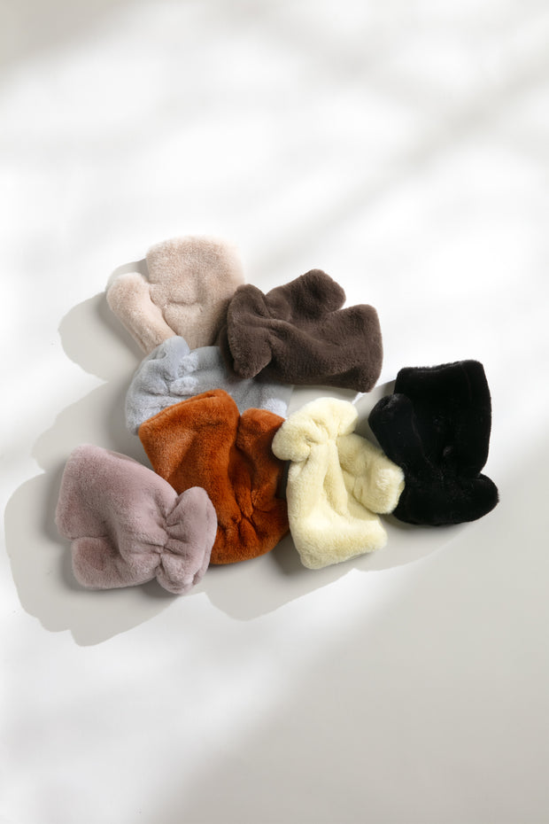 Shearling Fingerless Color Mittens