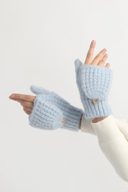 Wool Blend Waffle Knit Flip Mitten Gloves