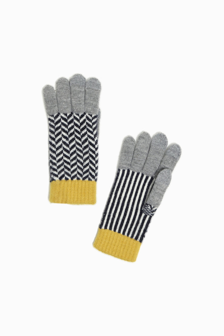 Vintage Chevron Wool Knit Gloves