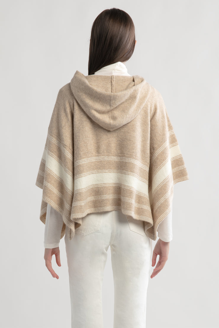 Striped Hood Cape Poncho