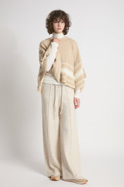 Striped Hood Cape Poncho