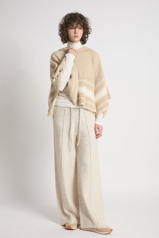 Striped Hood Cape Poncho