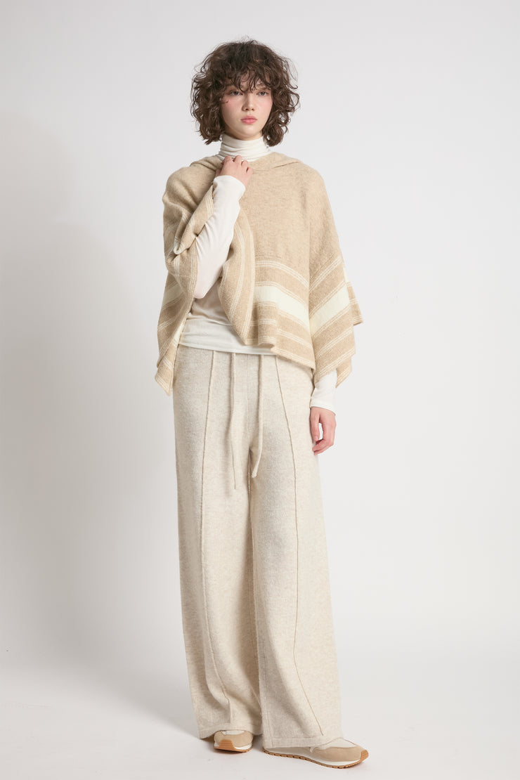 Striped Hood Cape Poncho