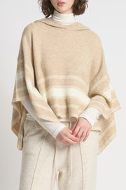 Striped Hood Cape Poncho