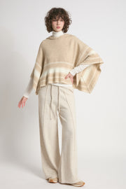 Striped Hood Cape Poncho