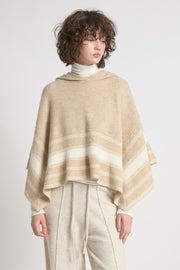 Striped Hood Cape Poncho
