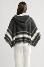 Striped Hood Cape Poncho