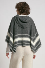 Striped Hood Cape Poncho