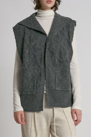 Cable Knit Open Front Vest