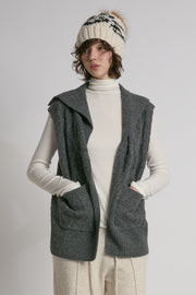 Cable Knit Open Front Vest
