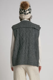 Cable Knit Open Front Vest