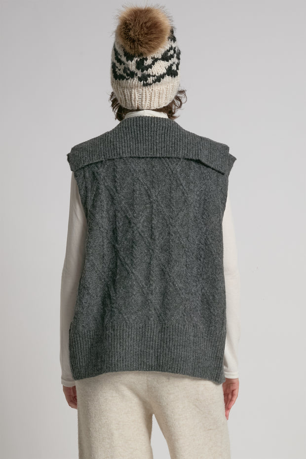 Cable Knit Open Front Vest