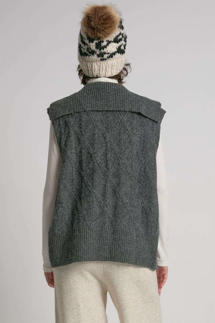 Cable Knit Open Front Vest