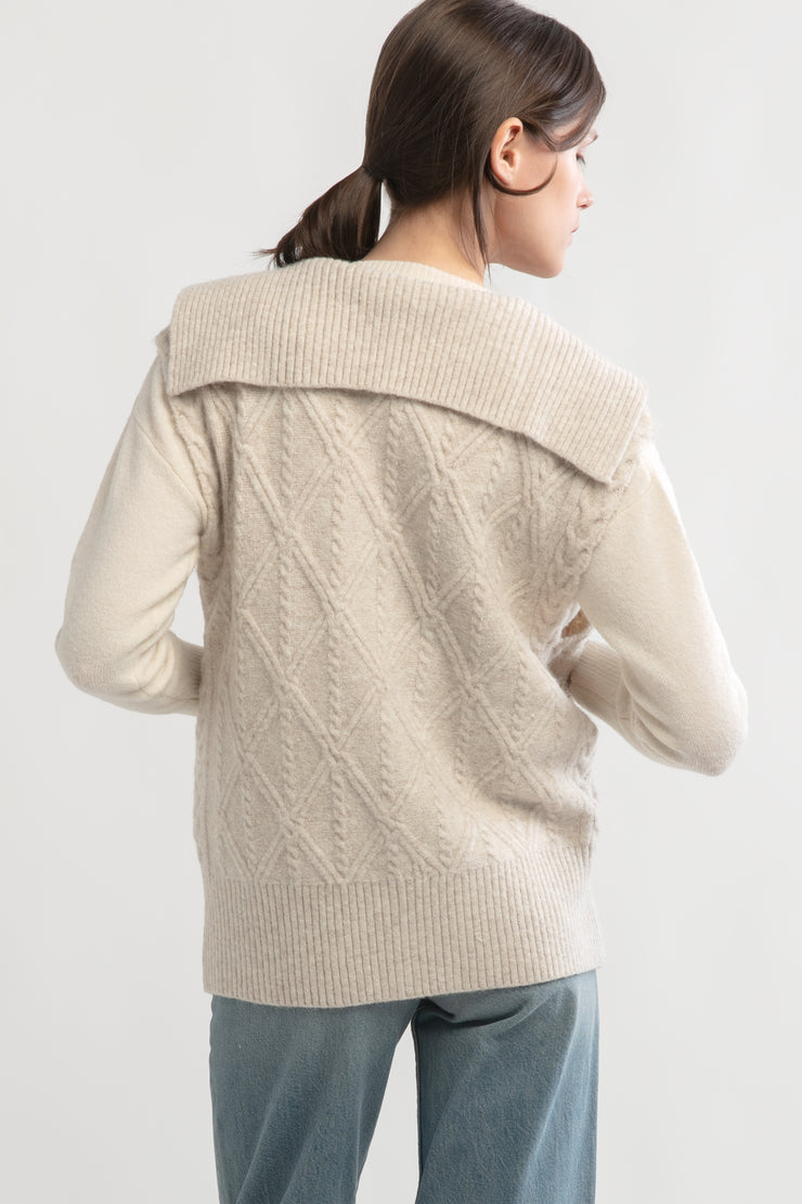 Cable Knit Open Front Vest