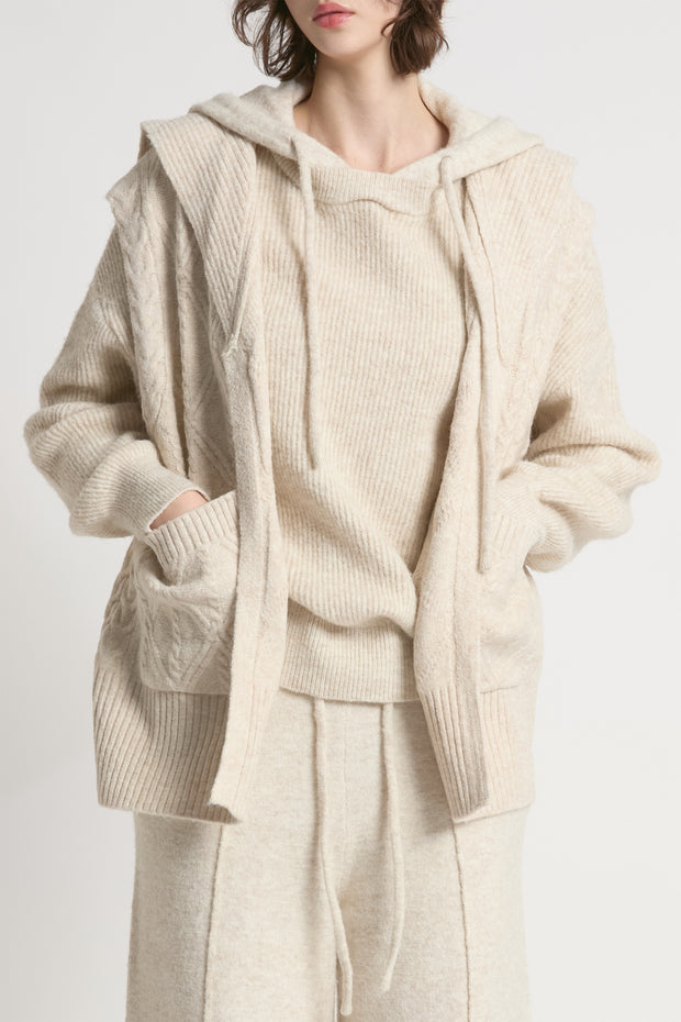 Cable Knit Open Front Vest