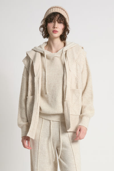Cable Knit Open Front Vest
