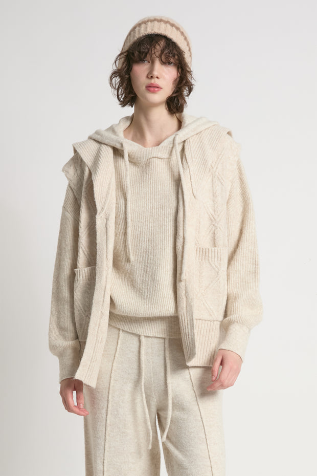 Cable Knit Open Front Vest