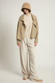 Flap Collar Crop Cardigan
