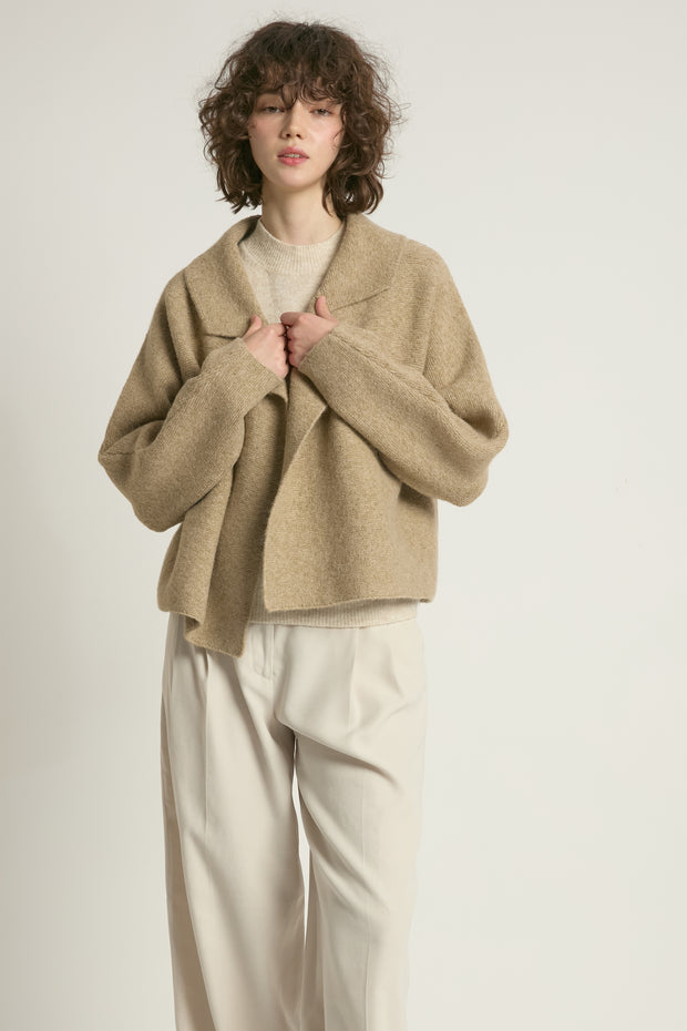 Flap Collar Crop Cardigan