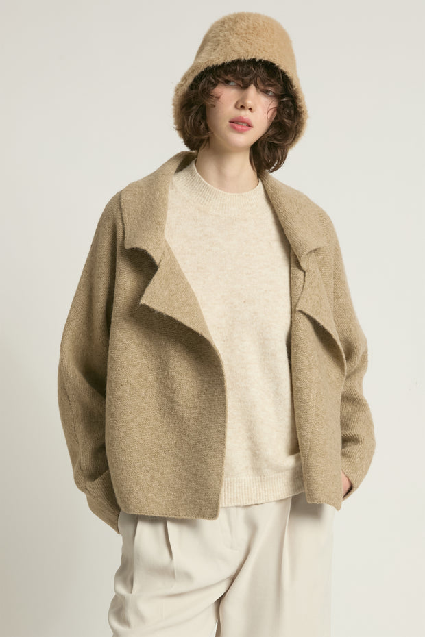 Flap Collar Crop Cardigan