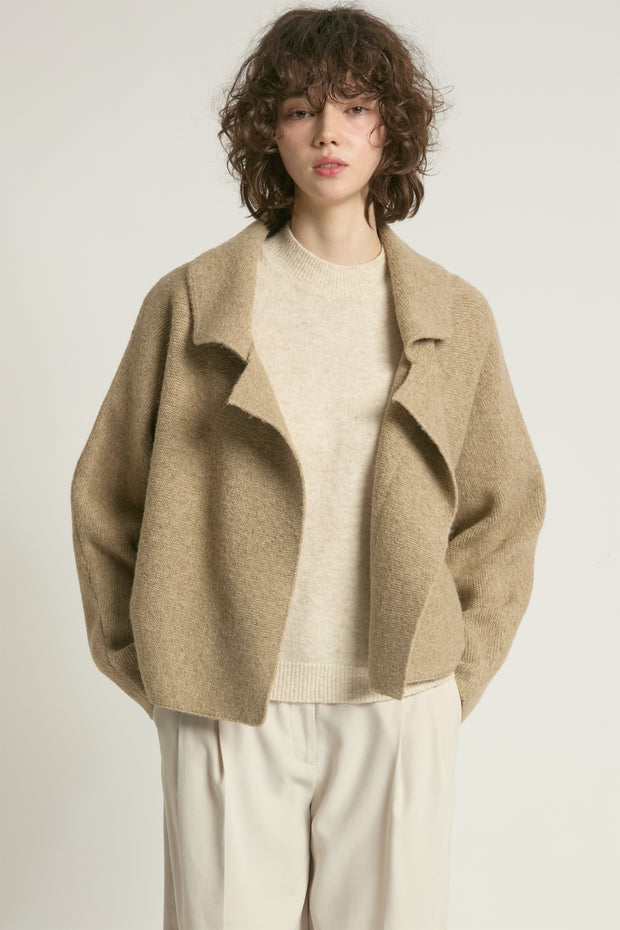 Flap Collar Crop Cardigan