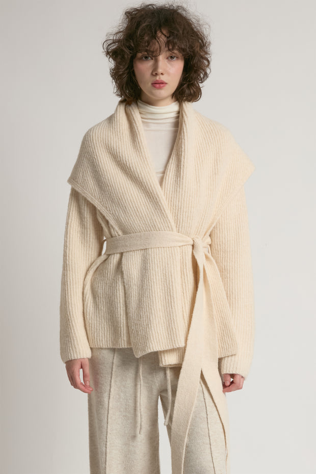 Shawl Collar Belt Cardigan