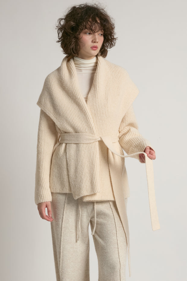 Shawl Collar Belt Cardigan