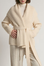 Shawl Collar Belt Cardigan