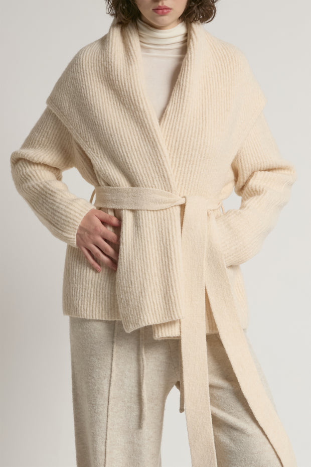 Shawl Collar Belt Cardigan