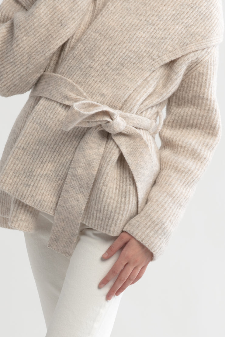 Shawl Collar Belt Cardigan