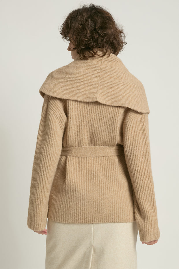 Shawl Collar Belt Cardigan