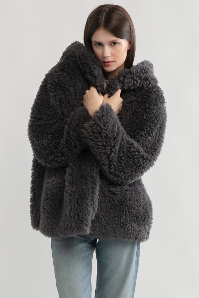 【FLARE UP】 Scarf Fur Jacket (FL-041_Black) FLAREUP