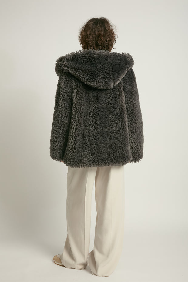 Shaggy Hood Fur Jacket