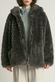 Shaggy Hood Fur Jacket