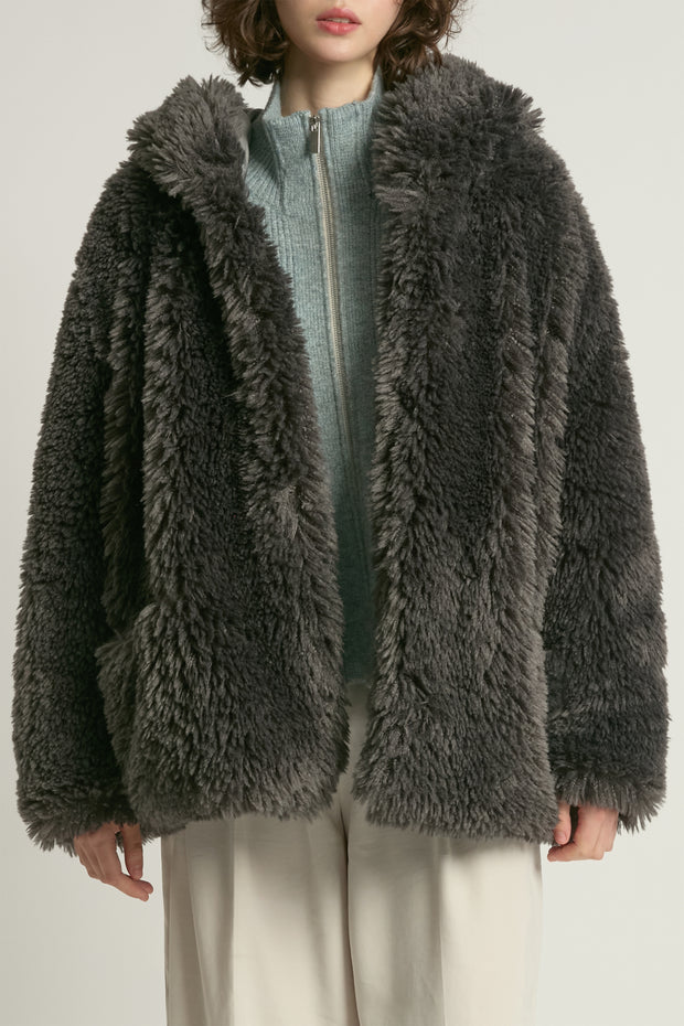 Shaggy Hood Fur Jacket