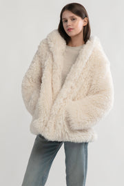 Shaggy Hood Fur Jacket