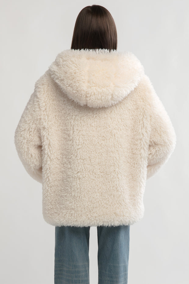 Shaggy Hood Fur Jacket