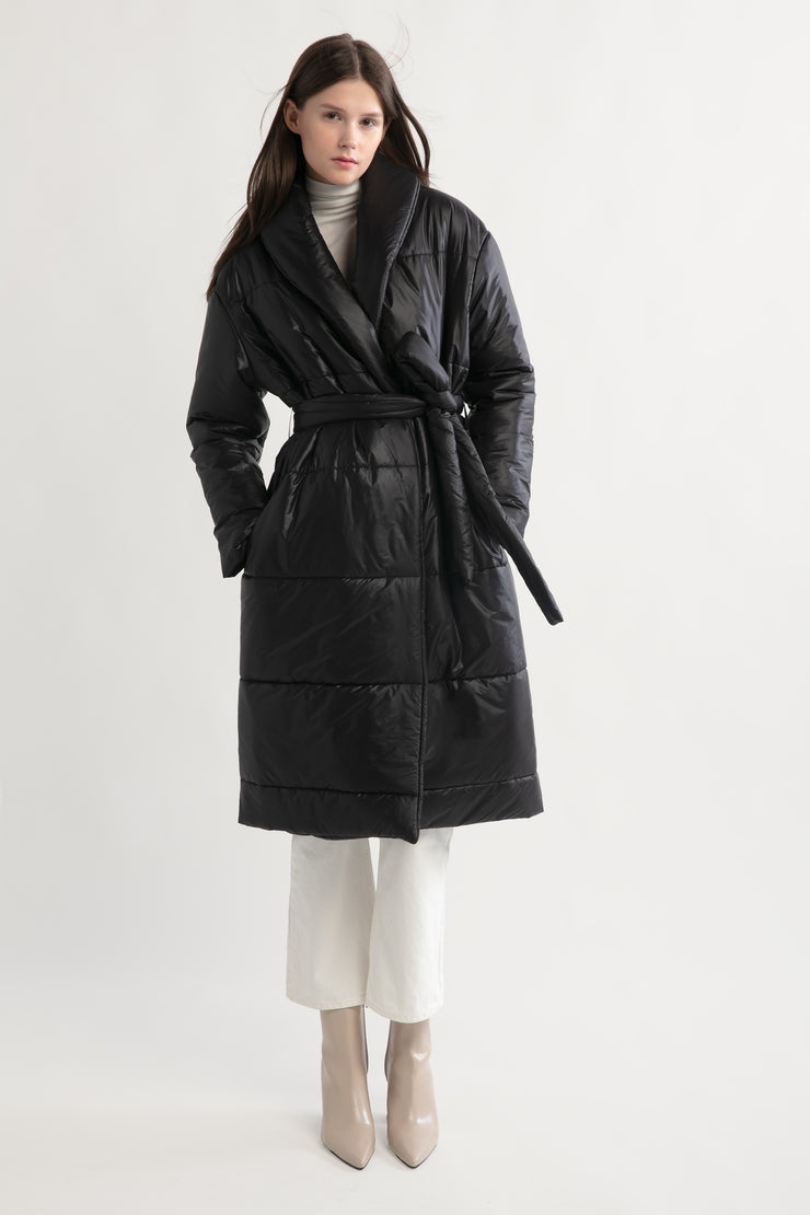 Glossy Long Puffer Coat