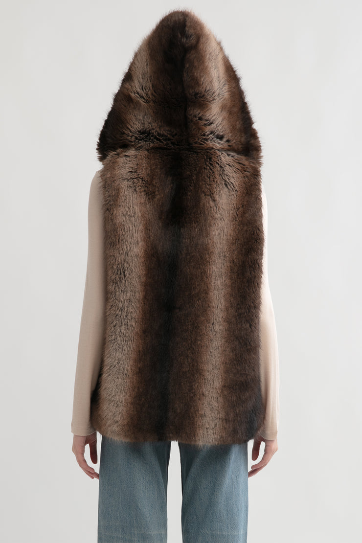 Two Tone Fur Hood Vest